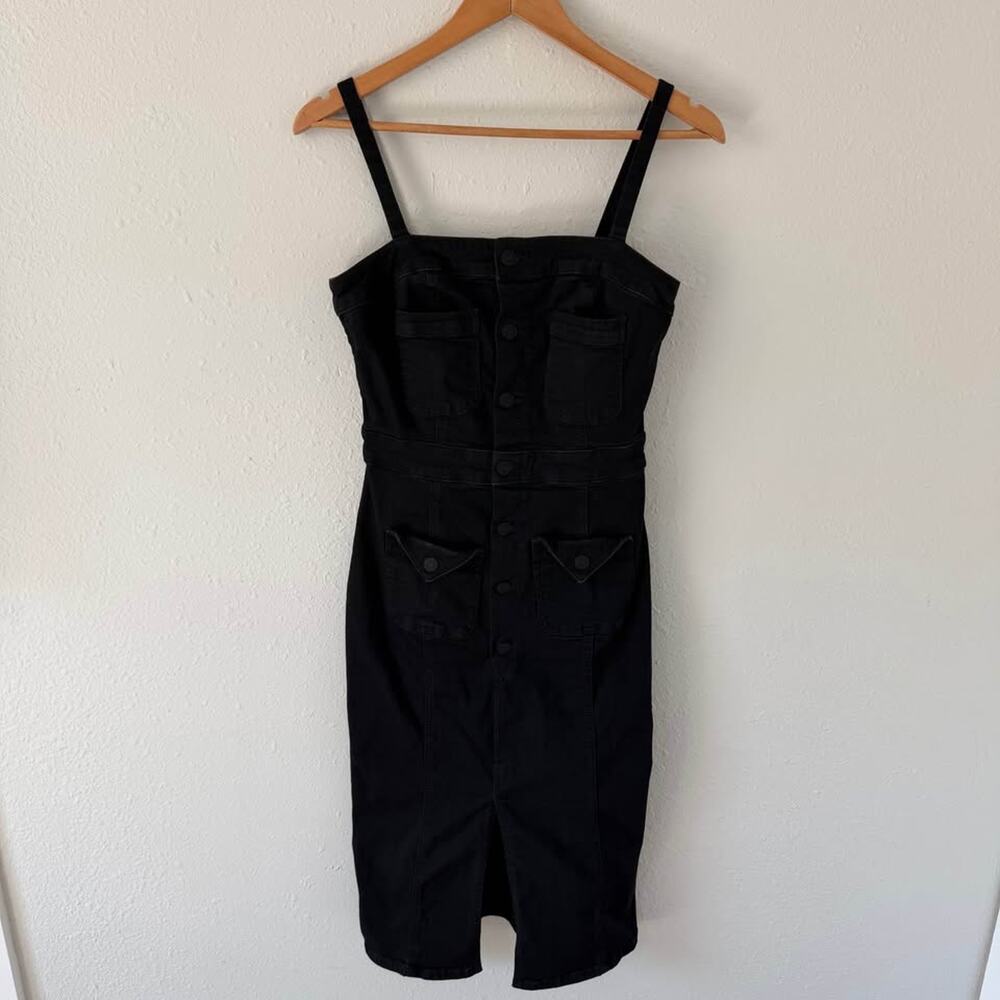 Mother Denim To The Point Dress Faded Black Distressed Denim Size Small